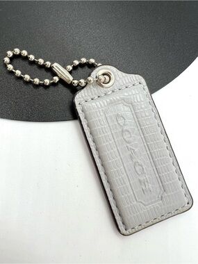 Coach Gray Croc Embossed Leather Hangtag Replacement Purse Charm Key Fob